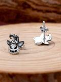 wholesale 925 Sterling Silver Jack-o'-Lantern Witch Hat Stud Earrings - Halloween Costume-0-5