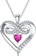 wholesale 925 Sterling Silver Birthstone Infinity Heart Necklace 20 Women s Jewelry Gift-0-0