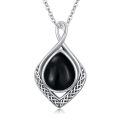 wholesale 925 Sterling Silver Pendant with Black Onyx and Celtic Knot Design - 48cm Chain Length-0-0