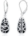 wholesale Filigree Teardrop Earrings 925 Sterling Silver Bohemian Gemstone Leverback Dangle Earrings Jewelry Christmas Gifts For Women -0-0