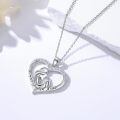 wholesale 925 Sterling Silver Mommy Of An Angel Heart Pendant Necklace With Cubic Zirconia For Women-0-1