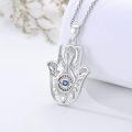 wholesale 925 Sterling Silver Blue Crystal Evil Eye Hamsa Hand Pendant Necklace for Women Men Protection Lucky Charm s-0-4