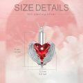 wholesale 925 Sterling Silver Red Crystal Angel Wings Heart Cremation Pendant Necklace-0-4