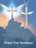 wholesale 925 Sterling Silver Cross Memorial Urn Necklace Wholesale With Wings And Heart Crystals-0-3