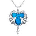wholesale 925 Sterling Silver Blue Turquoise Heart-Shaped Dragon Pendant Necklace for Women and Girls-0-0