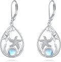 wholesale 925 Sterling Silver Teardrop Starfish Moonstone Drop Earrings for Women-0-0