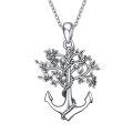 wholesale 925 Sterling Silver Tree of Life Pendant Necklace w/Anchor Design-0-0