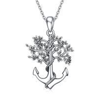 wholesale 925 Sterling Silver Tree of Life Pendant Necklace w/Anchor Design-Tree of life