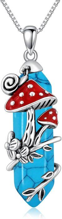 wholesale Sterling Silver Mushroom Necklace with Snail Pendant Gift for Women-Blue