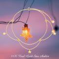 wholesale 14K Gold Chain with Stars and Moon Charm Ankle Anklet for Women - Adjustable Length (8-9 inches)-0-1