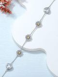 wholesale 925 Sterling Silver Daisy Flower Heart Stone Adjustable Bracelet Gift for Women Girl-0-3