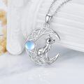 wholesale 925 Sterling Silver Fox Crescent Moon Pendant Necklace Wholesale With Moonstone-0-4