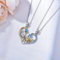 wholesale 925 Sterling Silver Dolphins in Heart-Shaped Pendant Necklaces - Matching Set for Mothers & Daughters or Best Friends-0-5