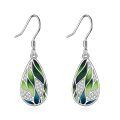 wholesale 925 Sterling Silver Green Leaf Drop Earrings-0-0