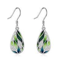 wholesale 925 Sterling Silver Green Leaf Drop Earrings-Green Leaf Earrings