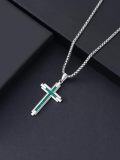wholesale 925 Sterling Silver Malachite Inlay Celtic Crucifix Cross Pendant Necklace for Men & Women-0-3