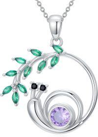 wholesale 925 Sterling Silver Cubic Zirconia Snail Necklace - 24mm Pendant, 18+2 Chain - Gift for Mom Wife Sister Best Friend - Birthday Mothers Day Christmas Valentines Graduation-Snail