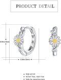 wholesale 925 Sterling Silver Daisy Flower Huggie Hoop Earrings for Women Girls - Hypoallergenic Gift Set-0-4