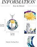wholesale S925 Sterling Silver & Blue Crystal Sunflower Mother Necklace for Mom Grandma Gift-0-5
