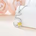 wholesale 925 Sterling Silver Gold Lily Flower Pendant Necklace Wholesale w/ Lucky Number 0-9-0-4