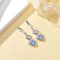 wholesale 925 Sterling Silver Blue Crystal Heart Dog Cat Paw Print Dangle Earrings for Women-0-2