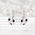 wholesale 925 Sterling Silver Heart Shaped Dangle Earrings with Football Design and Rose Gold Player Figurine - Sporty Gift for Women-0-3