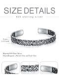 wholesale 925 Sterling Silver Braided Celtic Knot Adjustable Bangle Bracelet Gift for Men & Women-0-3