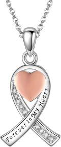 wholesale 925 Sterling Silver Heart Ribbon Pendant Necklace Forever in My Heart Cremation Jewelry for Ashes Memorial Keepsake-0-0
