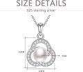 wholesale 925 Sterling Silver Round Freshwater Pearl Cubic Zirconia Circle Pendant Necklace for Women-0-4