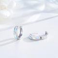 wholesale 925 Sterling Silver Opal Stone Hoop Earrings 14mm Minimalist s for Women Men-0-1