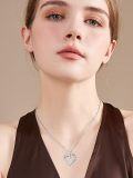 wholesale 925 Sterling Silver Lab-Grown Diamond Double Heart Pendant Necklace for Women-0-1
