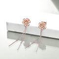 wholesale 925 Sterling Silver Rose Gold Plated Long Chain Tassel Flower Stud Earrings-0-3