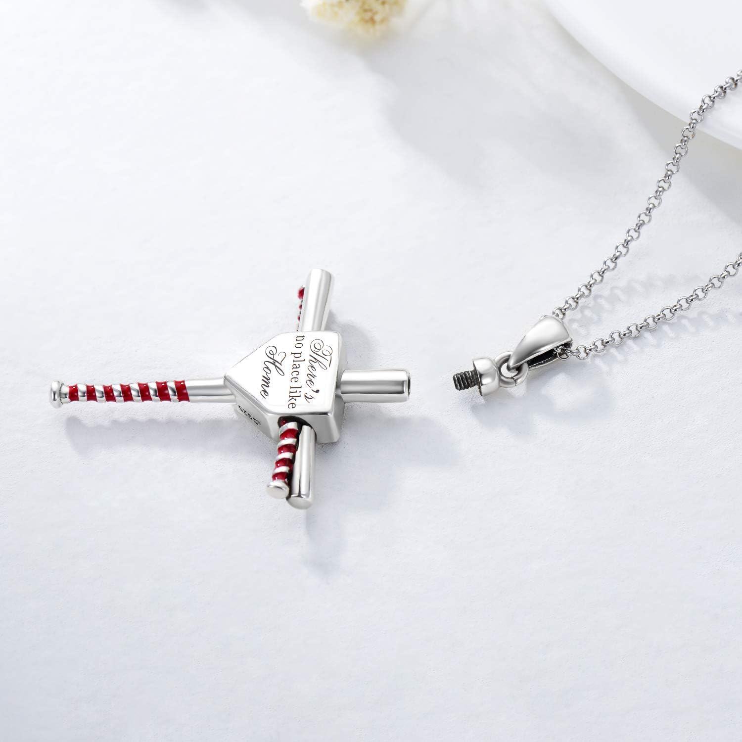 wholesale 925 Sterling Silver Baseball Bat Cremation Urn Keepsake Pendant with Funnel and Fill Kit-0-3
