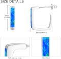 wholesale 925 Sterling Silver 925 Square Blue Opal Hoop Earrings for Women-0-5