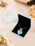 wholesale 925 Sterling Silver Crystal Rose Flower Heart Pendant Necklace-0-5