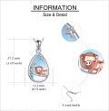 wholesale 925 Sterling Silver Teardrop Pendant with Pink Origami Pig and Blue Opal Stone for Women-0-4