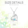 wholesale 925 Sterling Silver Heart-Shaped Genuine Turquoise Hummingbird Pendant Necklace for Women-0-3
