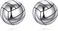 wholesale 925 Sterling Silver Volleyball Stud Earrings Sports  for Women and Men-Volleyball