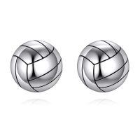 wholesale 925 Sterling Silver Volleyball Stud Earrings Sports  for Women and Men-Volleyball