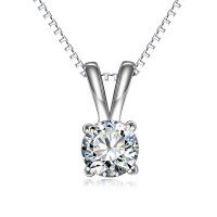 wholesale 925 Sterling Silver Pendant Necklace Wholesale With Green Gemstone And Chain-1.0 Carats Round CZ Pendant Necklace