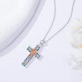 wholesale Sterling Silver Turquoise Cross Birth Flower Necklace 12 Month Pendant for Women Mom-0-38