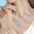 wholesale 925 Sterling Silver Blue Larimar Teardrop Filigree Ocean Wave Pendant Necklace-0-3