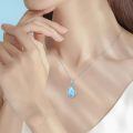 wholesale 925 Sterling Silver Teardrop Larimar Pendant Necklace-0-3