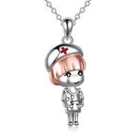 wholesale 925 Sterling Silver Cartoon Nurse Charm Necklace for Women - Nursing Student Pendant s-01- Nurse necklace