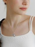 wholesale 925 Sterling Silver Owl on Crescent Moon Pendant Necklace with Blue Stone Accent-0-1