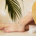 wholesale 925 Sterling Silver Blue Evil Eye Charm Anklet with Chain and Clasp-0-1