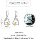 wholesale 925 Sterling Silver Yellow Duck in Heart Shape Drop Earrings for Women Girls Gifts-0-3