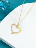 TOUPOP 14K Gold Moissanite Heart Pendant Necklace for Women-0-2
