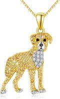 wholesale Gold 925 Sterling Silver Boxer Dog CZ Pendant Necklace for Pet Lovers-0-0