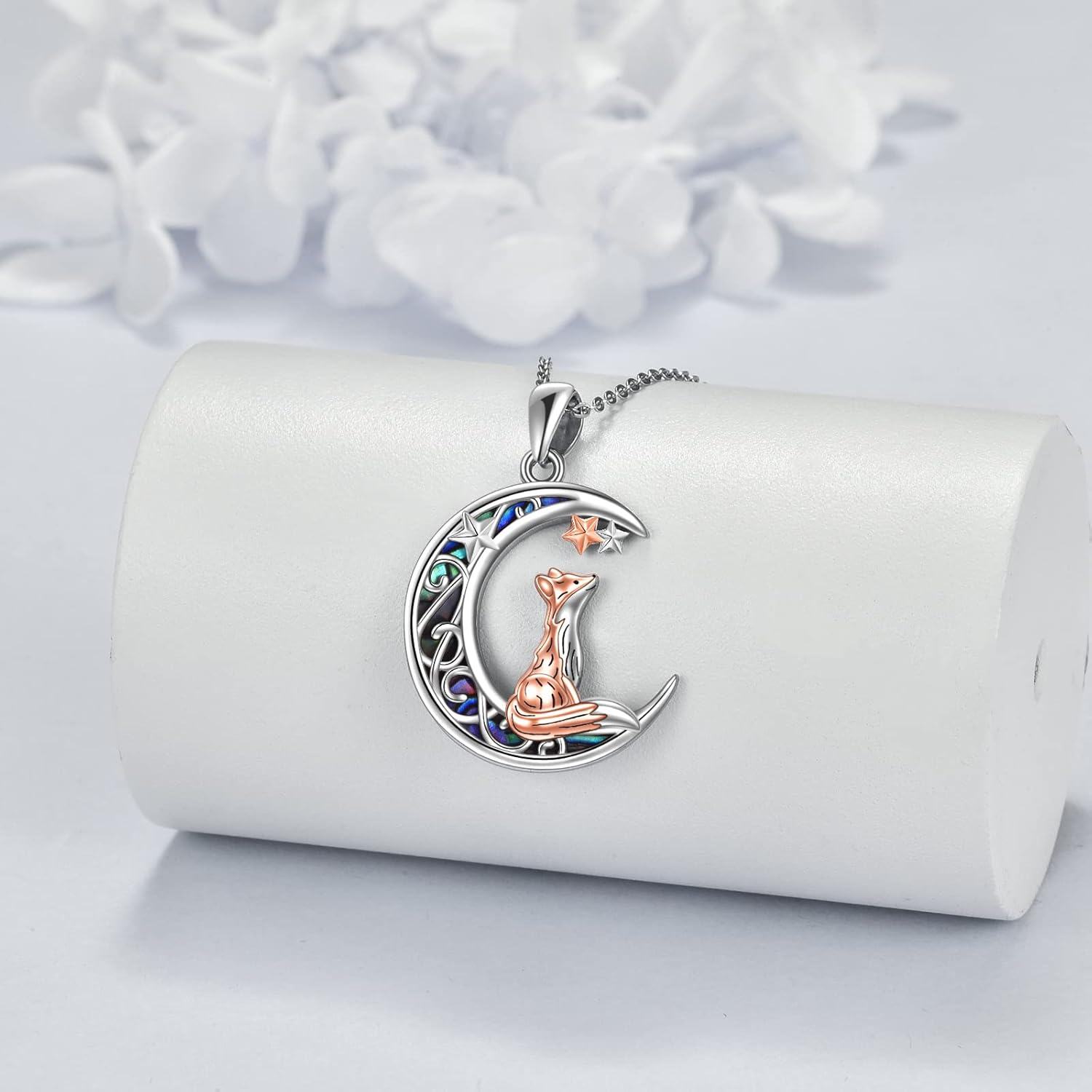wholesale 925 Sterling Silver Moon Star Fox Pendant Necklace - Gifts for Women Mom Sisters-0-2